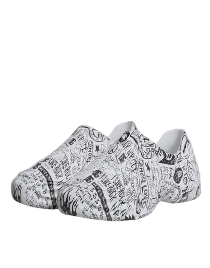 Dolce & Gabbana White Black Graffiti Daymaster Sneakers