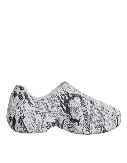 Dolce & Gabbana White Black Graffiti Daymaster Sneakers