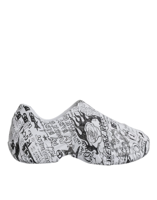 Dolce & Gabbana White Black Graffiti Daymaster Sneakers