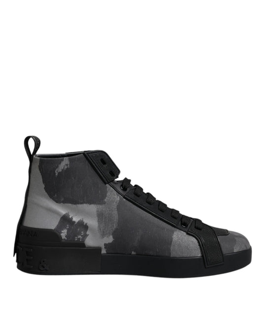 Dolce & Gabbana Black & Grey Camouflage High Top Sneakers