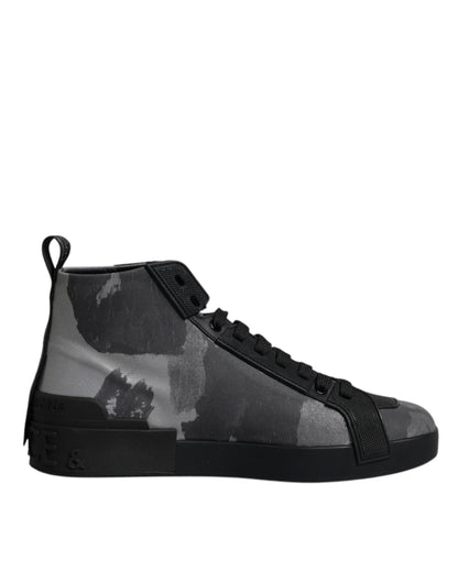 Dolce & Gabbana Black & Grey Camouflage High Top Sneakers