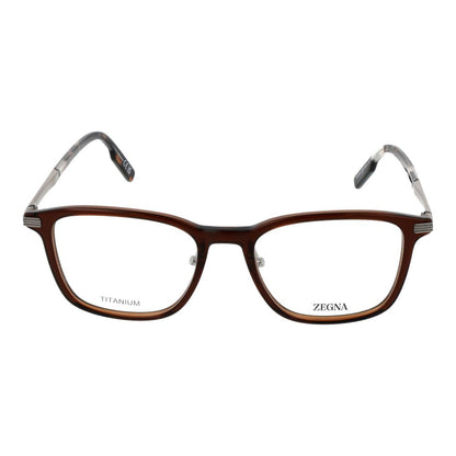 Ermenegildo Zegna Brown Men’s Optical Glasses – Square Frame, 53mm