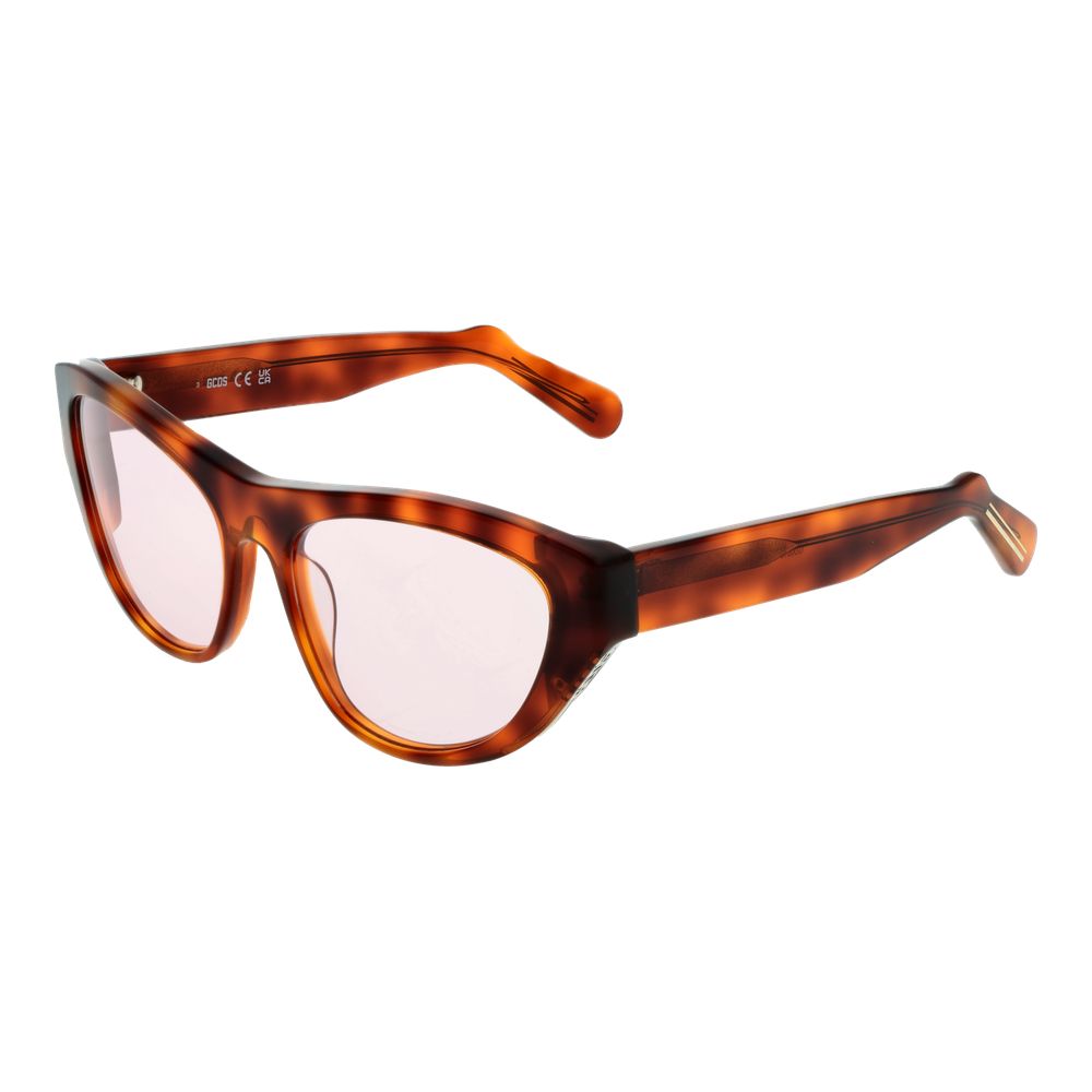 GCDS Women’s Sunglasses – Brown Full-Rim Cat Eye Frame with Rose Lenses, 58mm