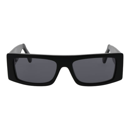 GCDS Unisex Sunglasses – Black Rectangle Frame with Grey Lenses, 57mm