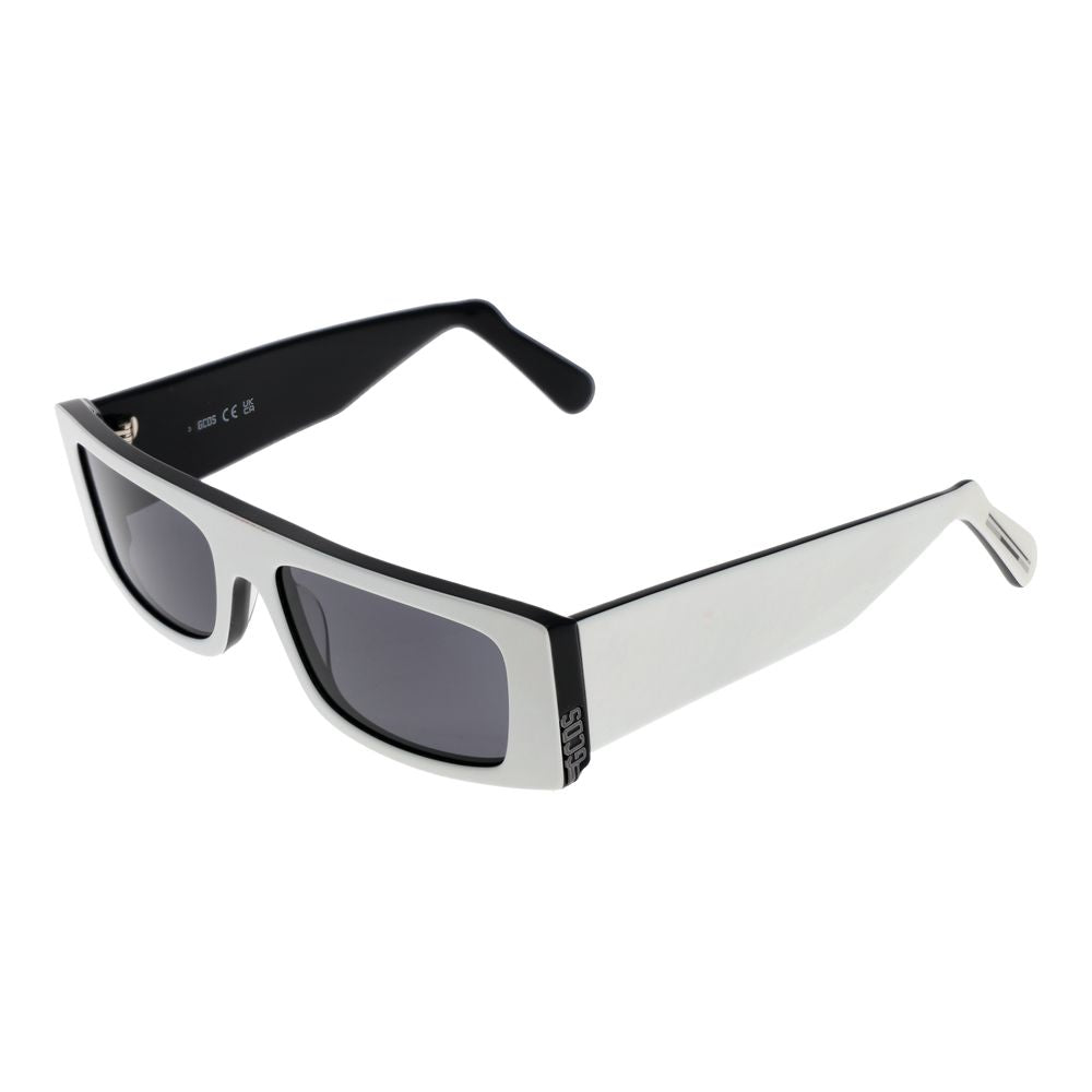 GCDS Unisex White Sunglasses – Chic Rectangle Frame with Grey Lenses, 57mm