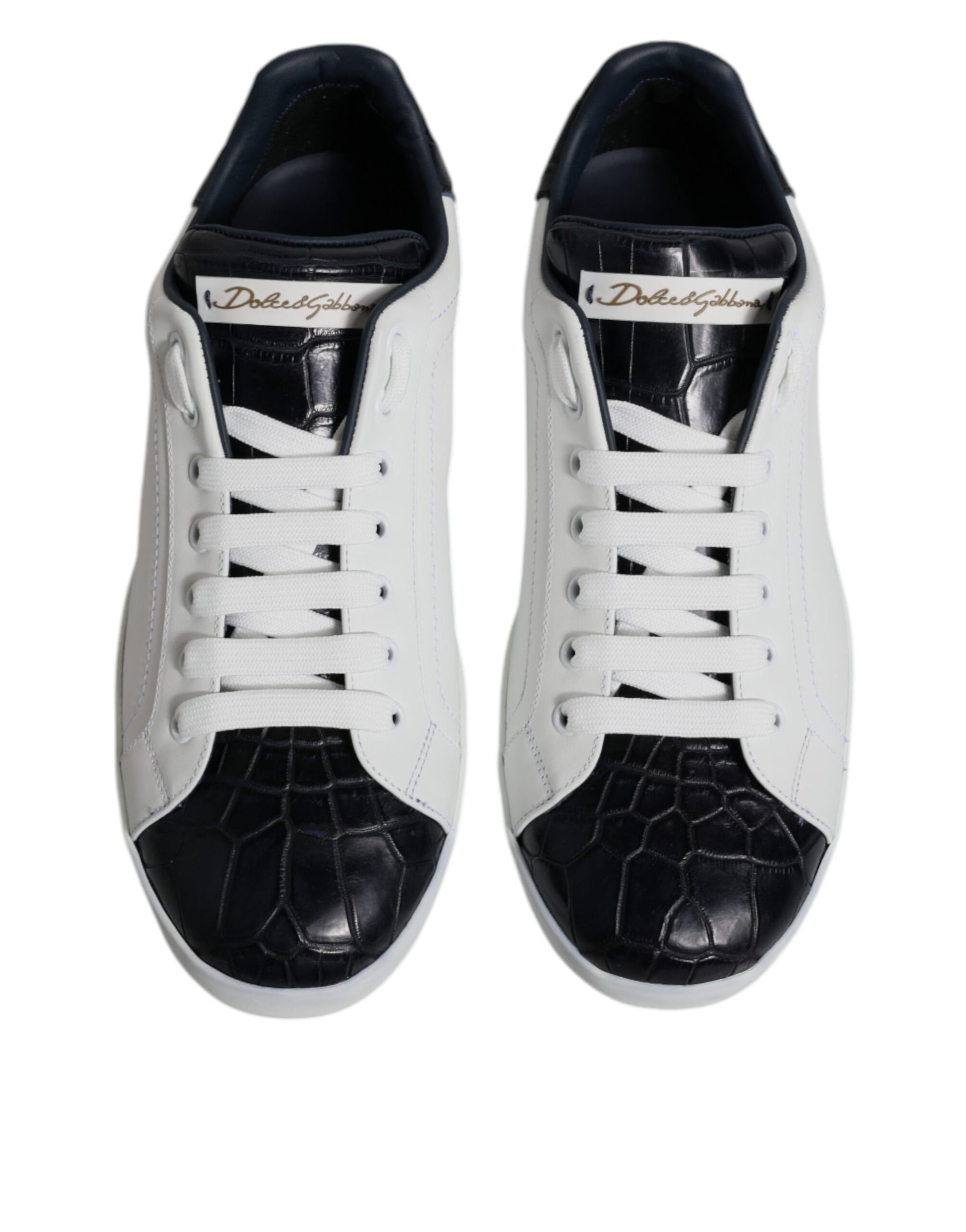 Dolce & Gabbana Portofino Sneakers - Black & White Leather Elegance