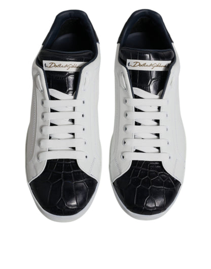 Dolce & Gabbana Portofino Sneakers - Black & White Leather Elegance