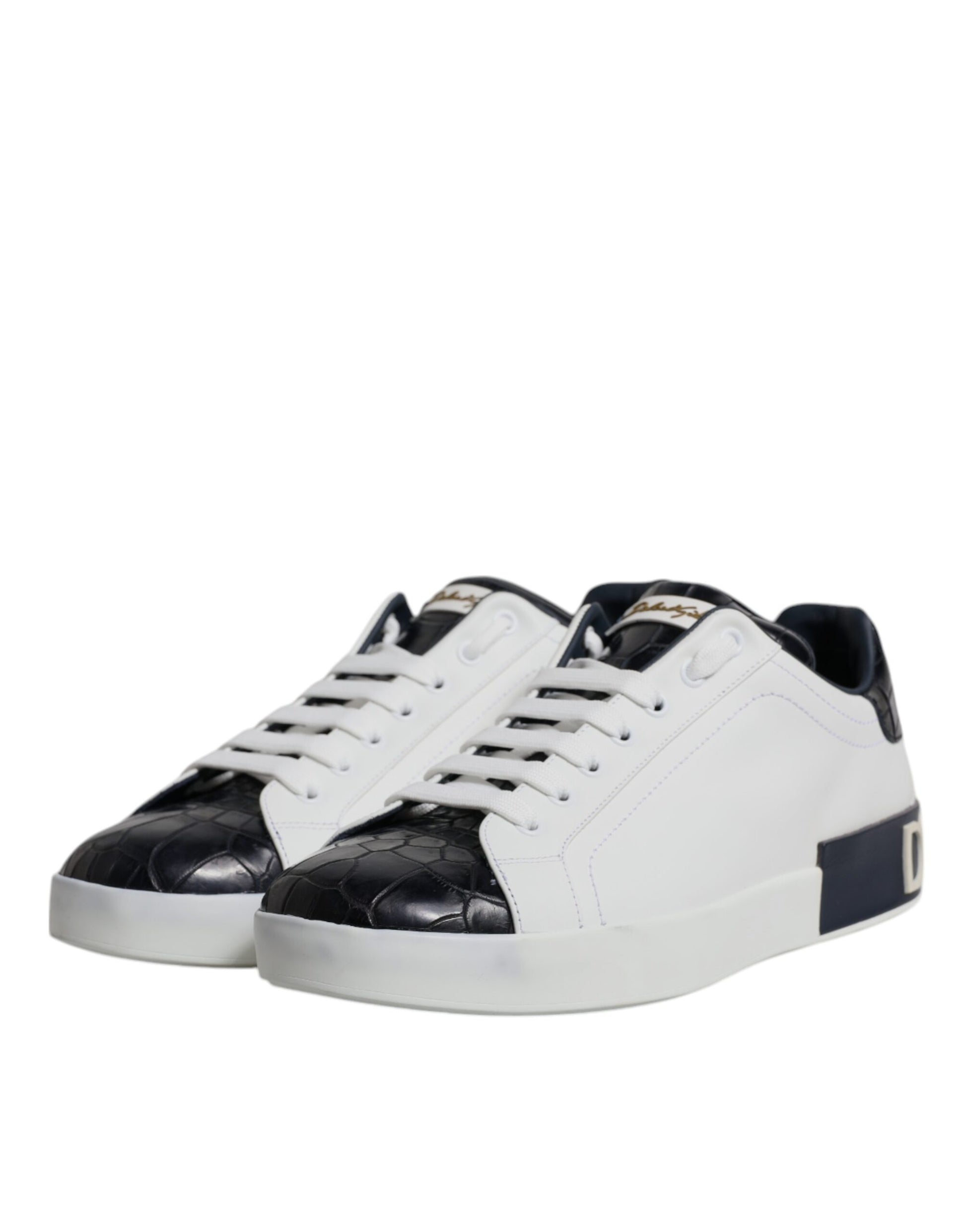 Dolce & Gabbana Portofino Sneakers - Black & White Leather Elegance