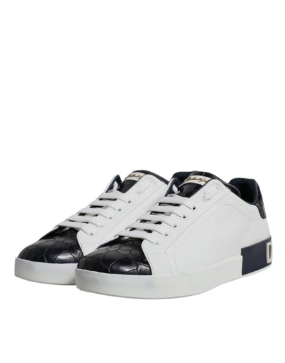 Dolce & Gabbana Portofino Sneakers - Black & White Leather Elegance