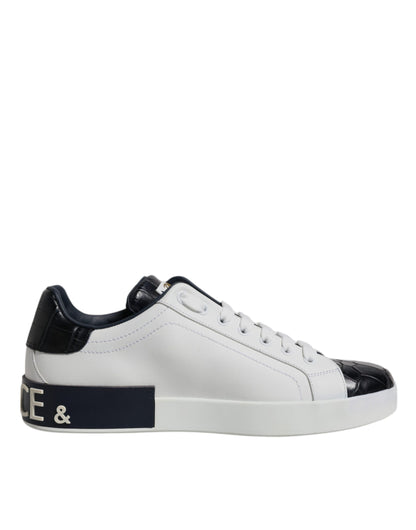 Dolce & Gabbana Portofino Sneakers - Black & White Leather Elegance