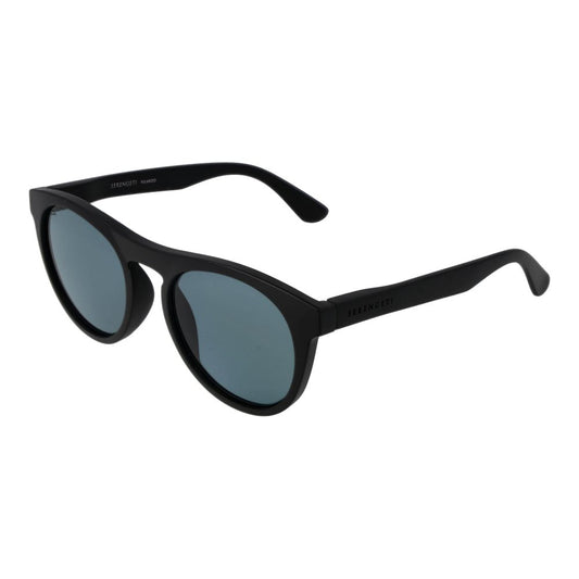 Serengeti Black Unisex Sunglasses – Chic Panto Frame with Blue Lenses, 53mm