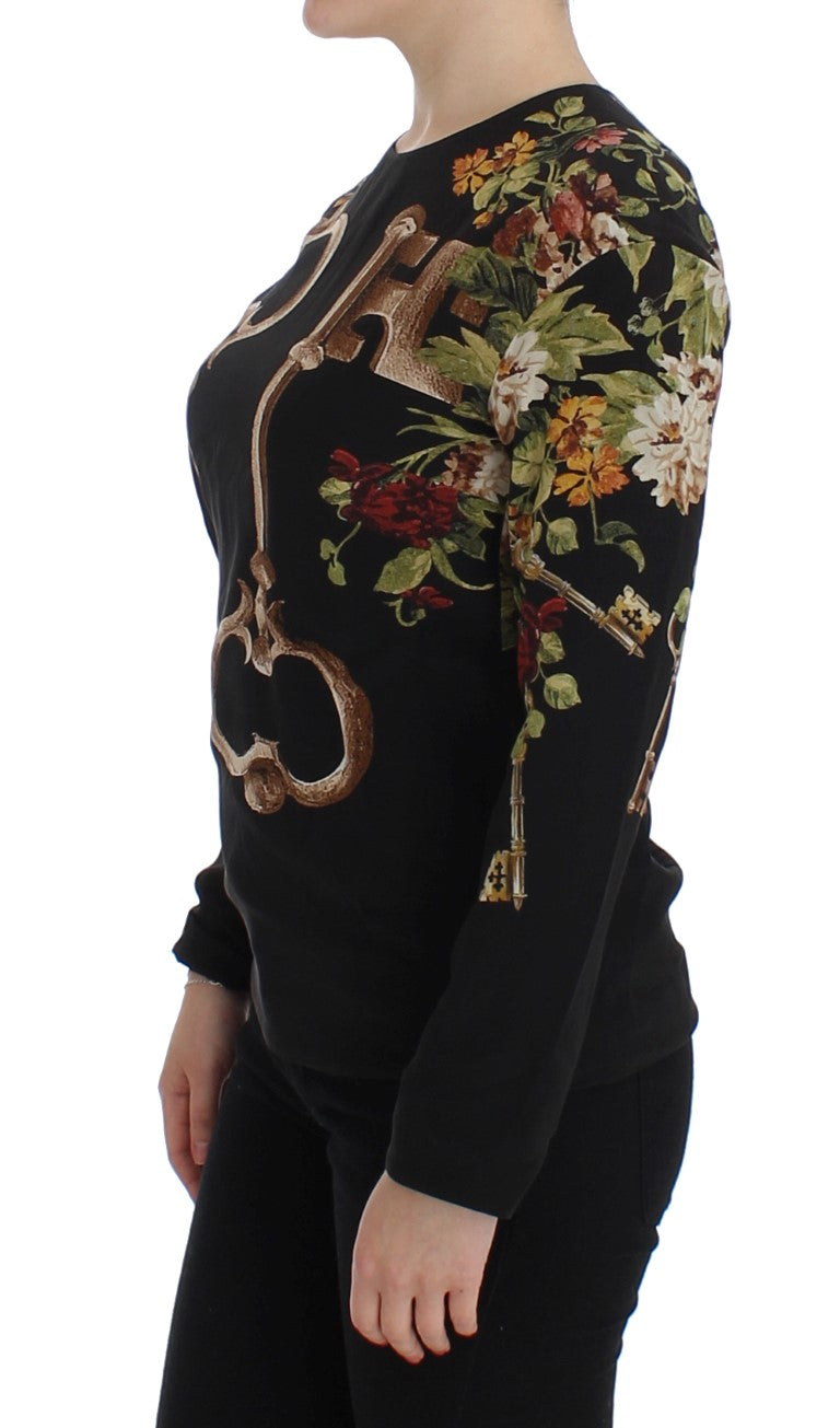  - Elegant Medieval Print Silk Blouse