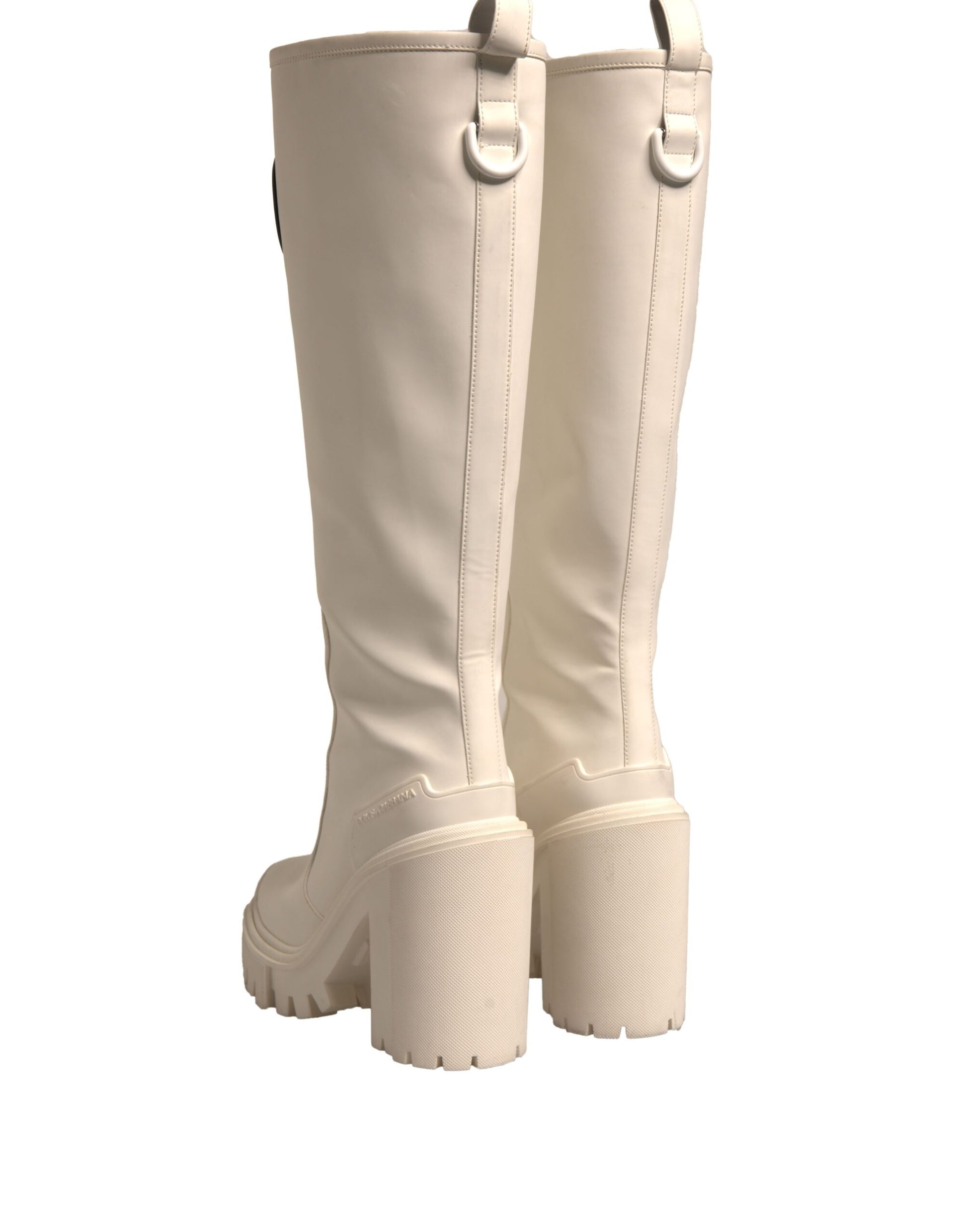 Dolce & Gabbana White DG Logo Hi Trekking Plateau Biker Boots