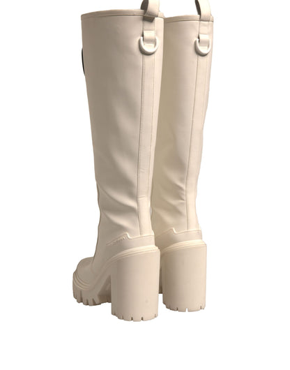 Dolce & Gabbana White DG Logo Hi Trekking Plateau Biker Boots
