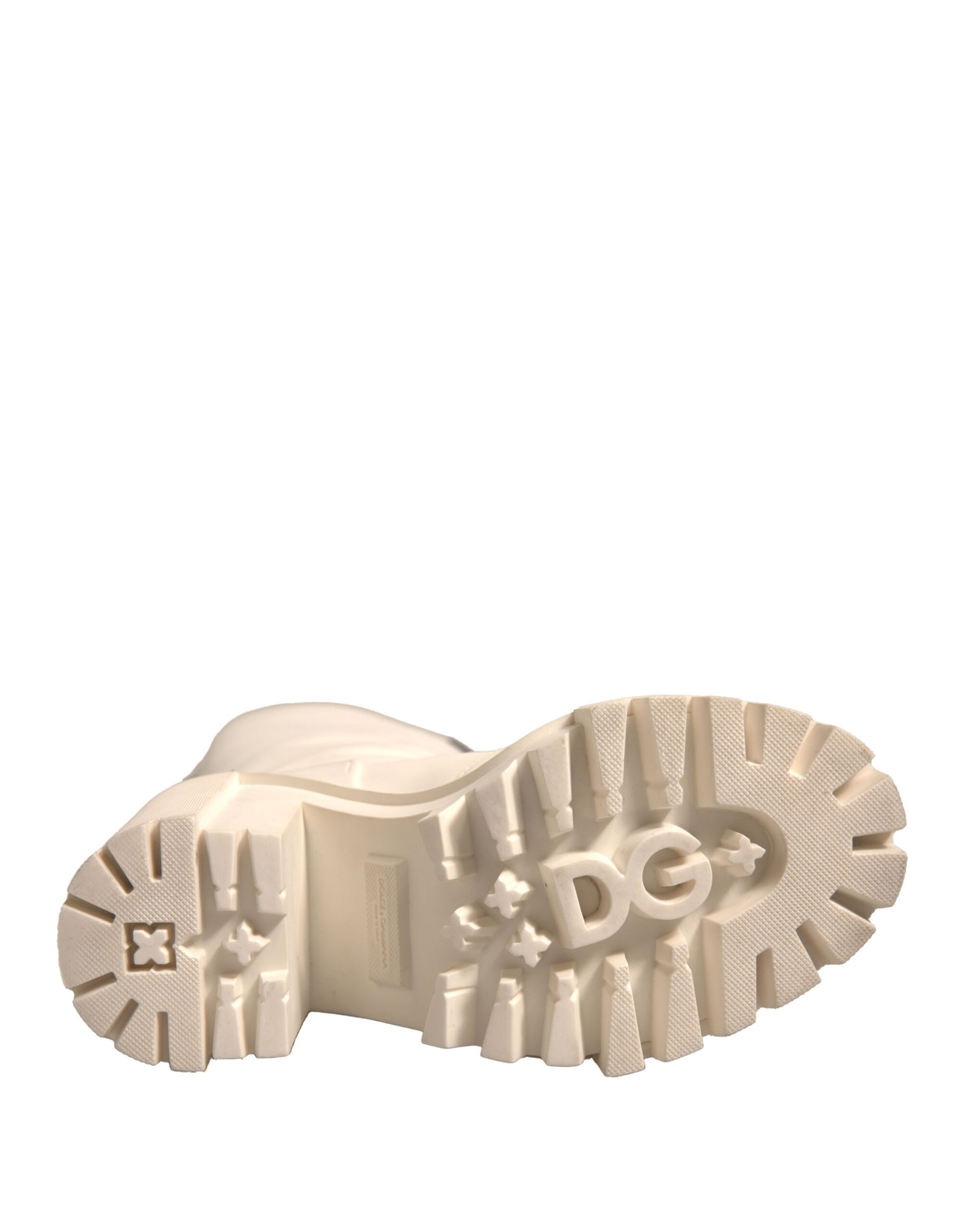 Dolce & Gabbana White DG Logo Hi Trekking Plateau Biker Boots