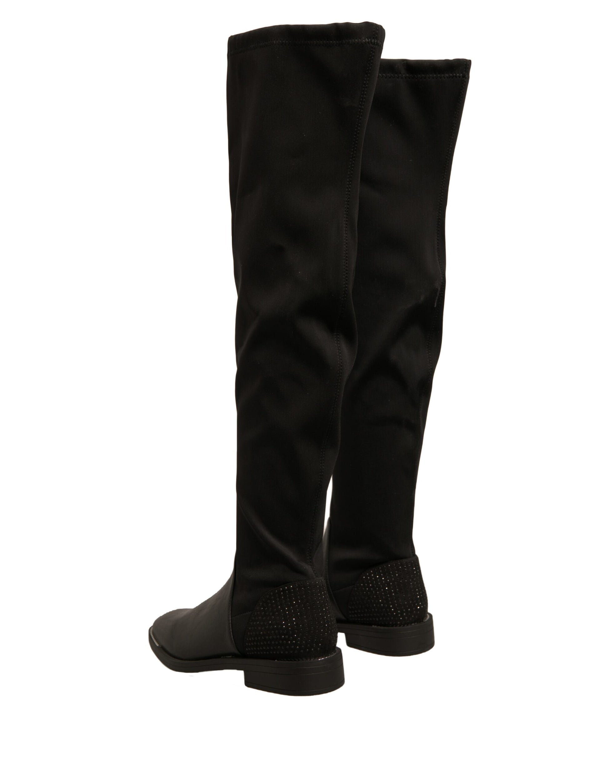 MY TWIN Black Leather Suede Flats High Boots Shoes - Elegant Style and Comfort