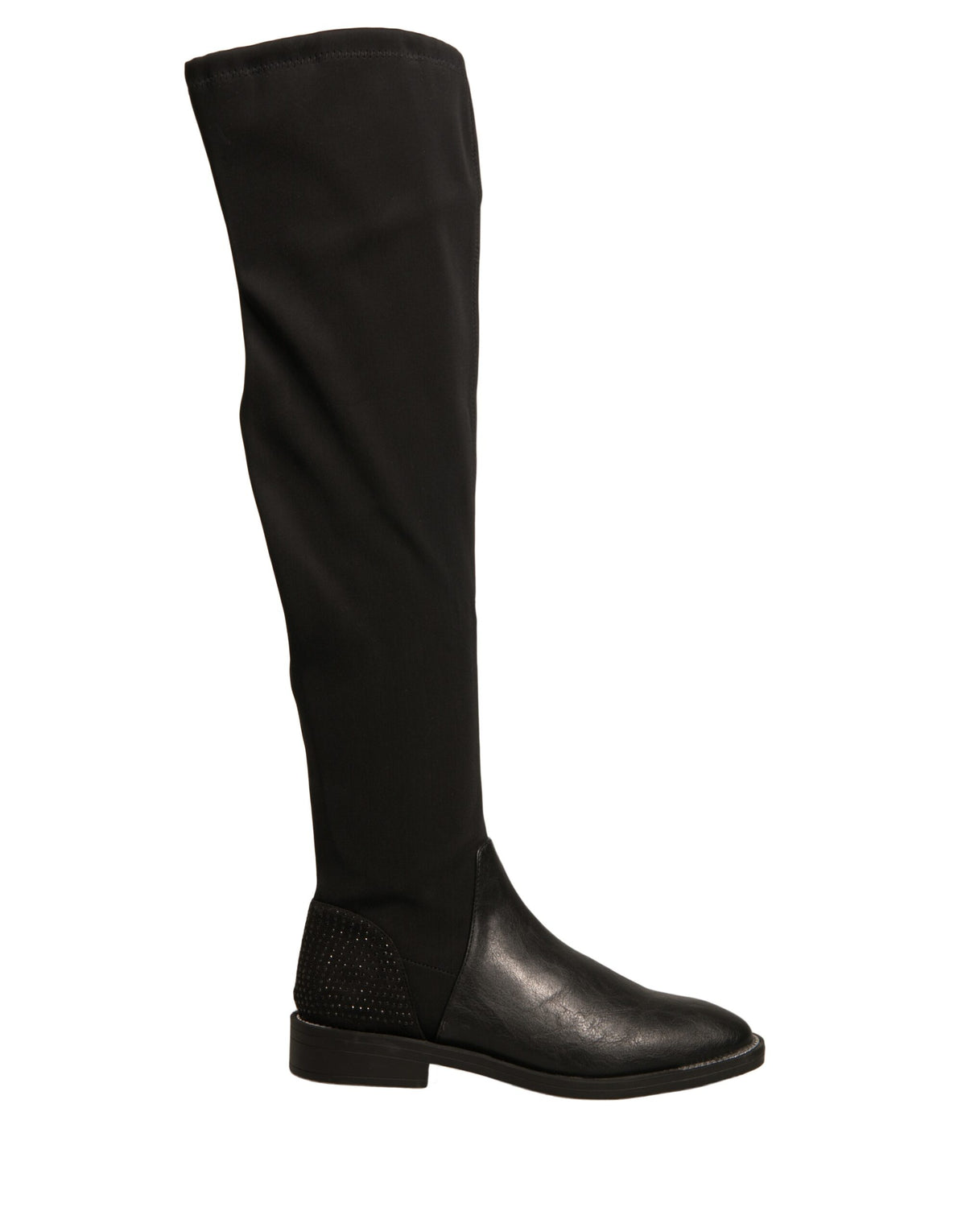 MY TWIN Black Leather Suede Flats High Boots Shoes - Elegant Style and Comfort