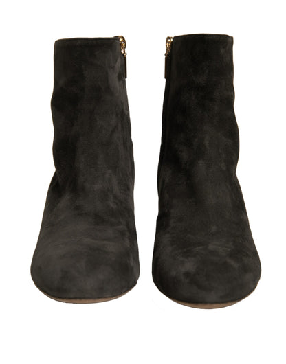 Dolce & Gabbana Black Embellished Heel Ankle Boots