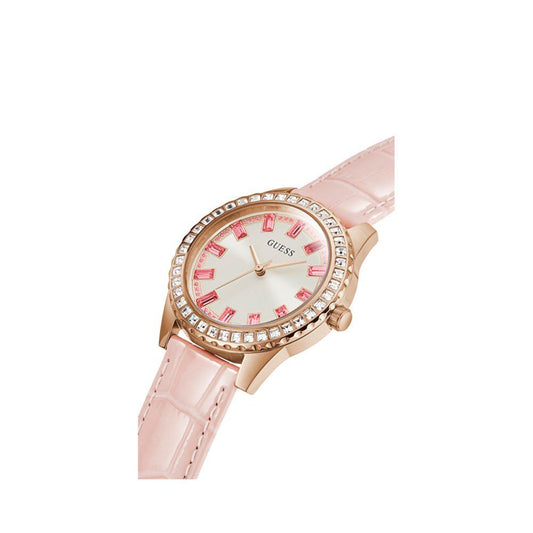 Guess Women's Sparkling Pink Leather Watch