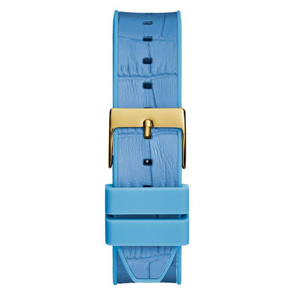 Guess Women’s Blue Silicone Watch with Golden Accents