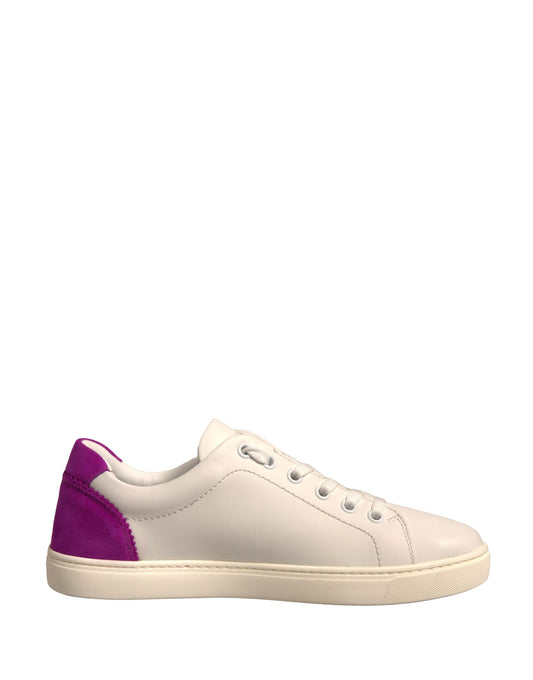 Dolce & Gabbana White Suede Leather Low Top Sneakers