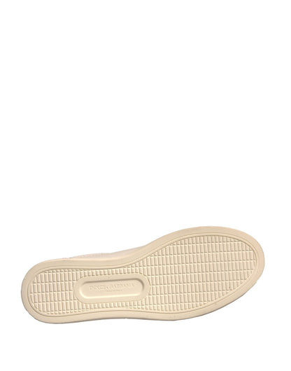 Dolce & Gabbana White Suede Leather Low Top Sneakers
