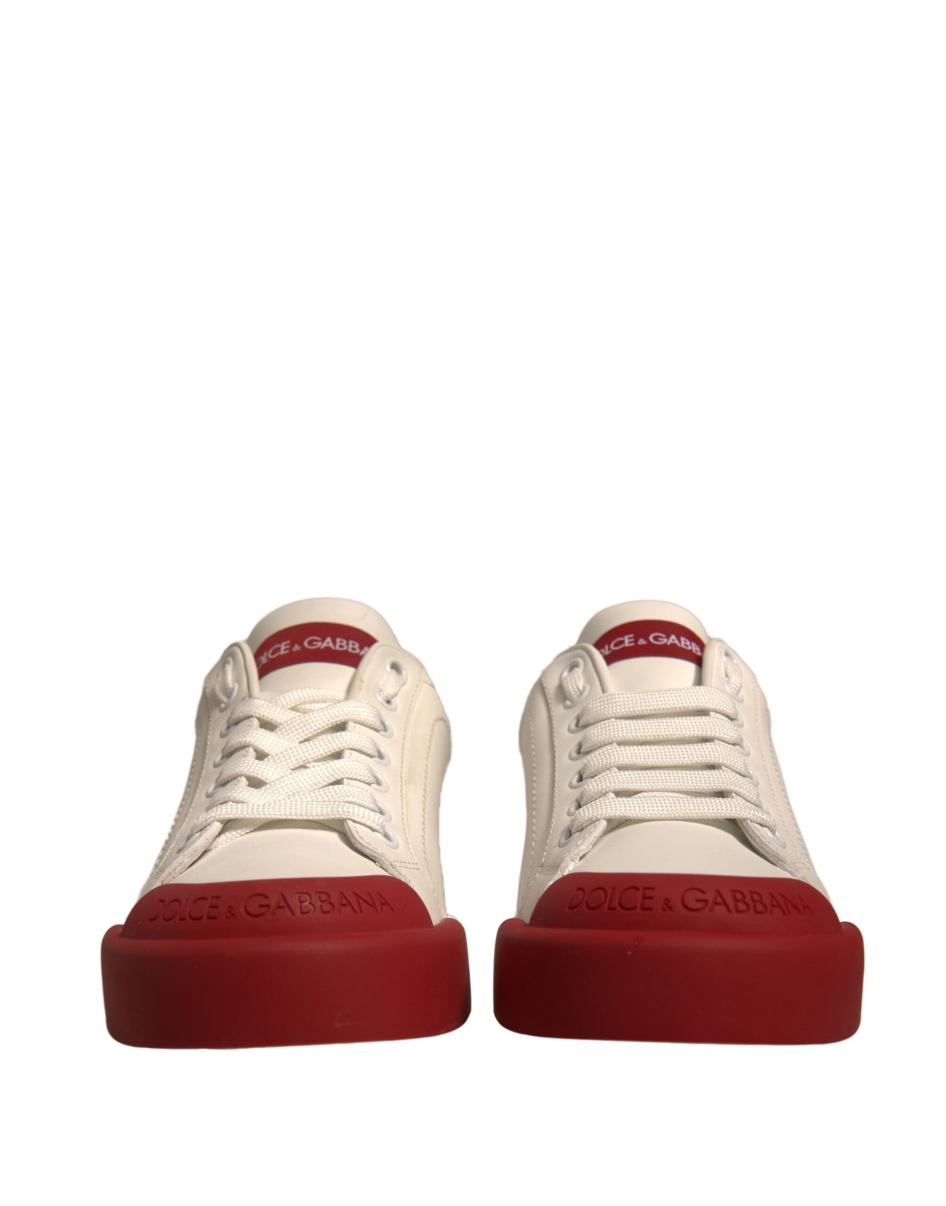 Dolce & Gabbana White Leather Logo Portofino Sneakers