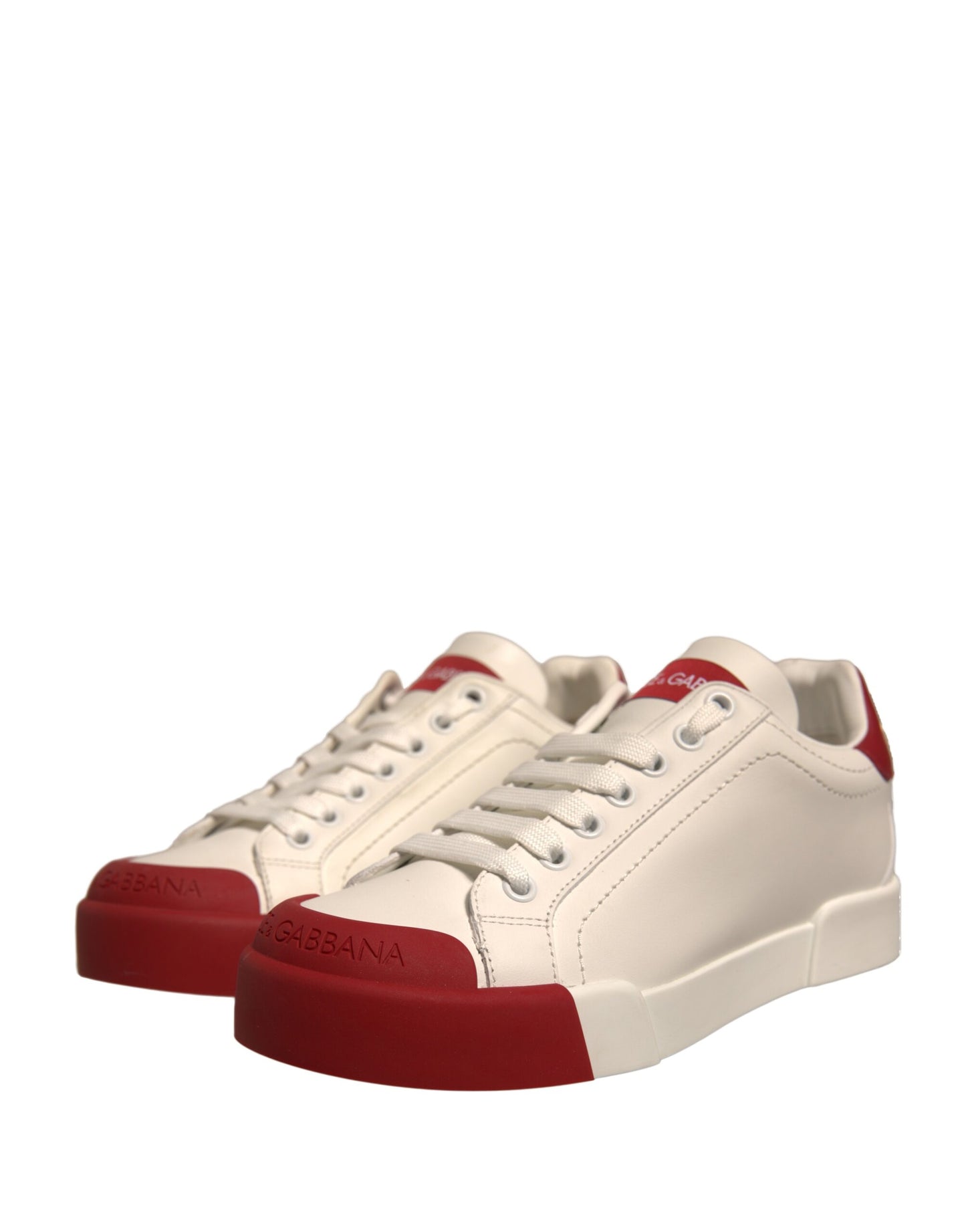 Dolce & Gabbana White Leather Logo Portofino Sneakers