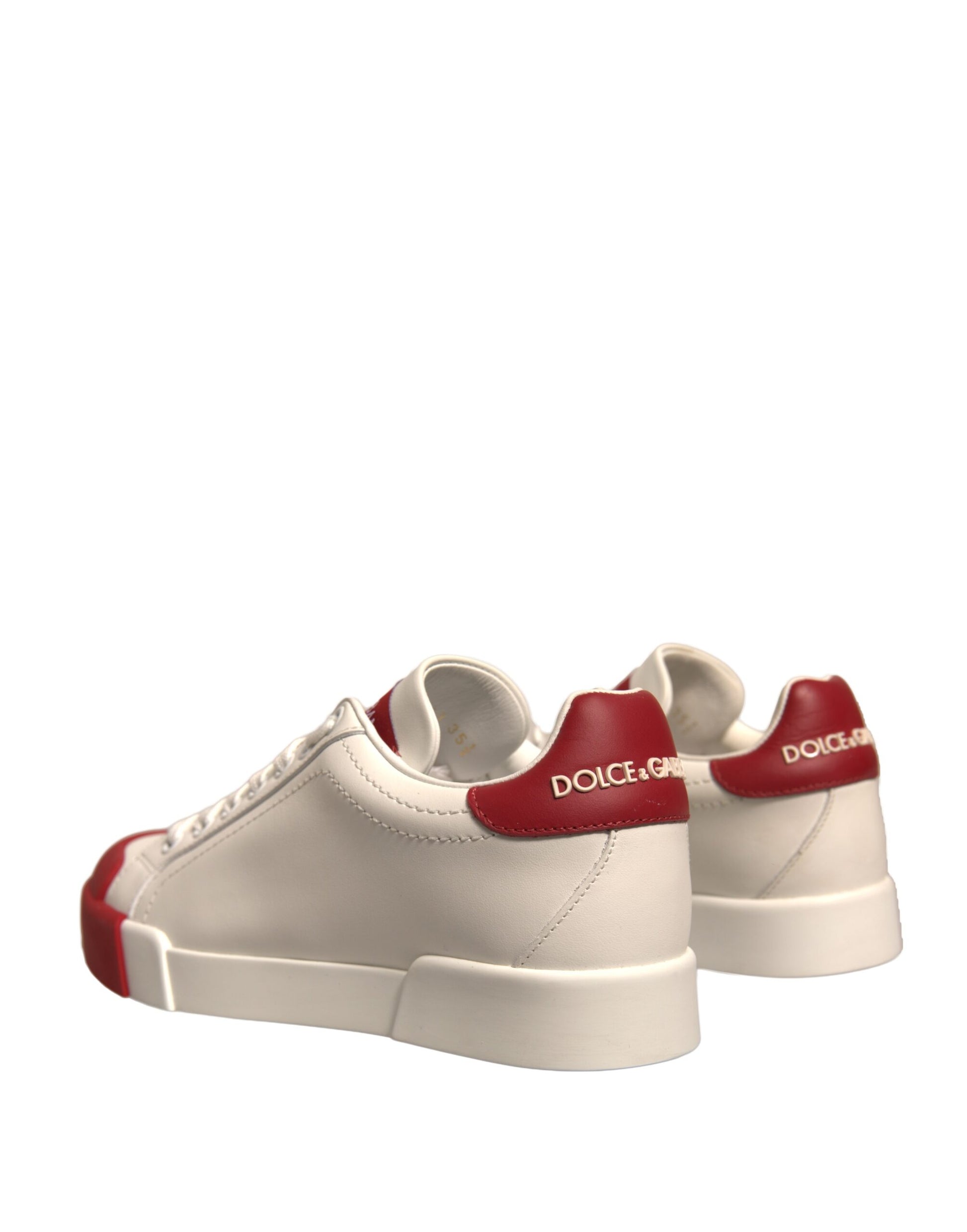 Dolce & Gabbana White Leather Logo Portofino Sneakers