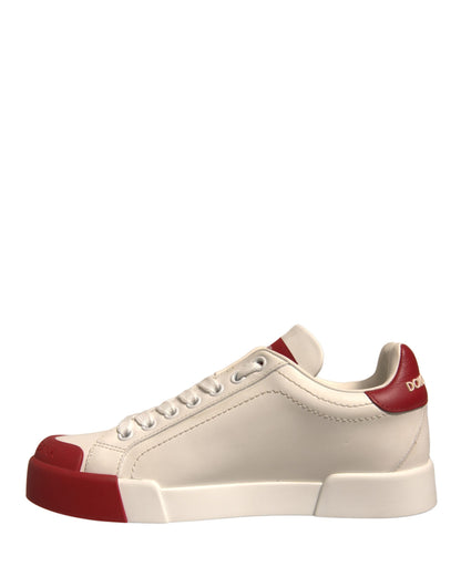 Dolce & Gabbana White Leather Logo Portofino Sneakers