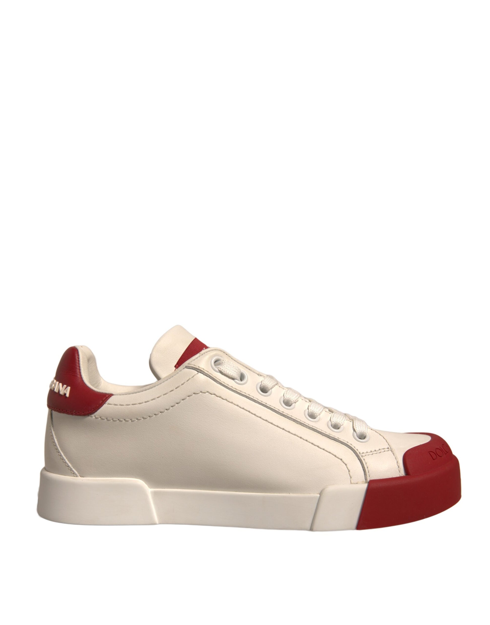 Dolce & Gabbana White Leather Logo Portofino Sneakers