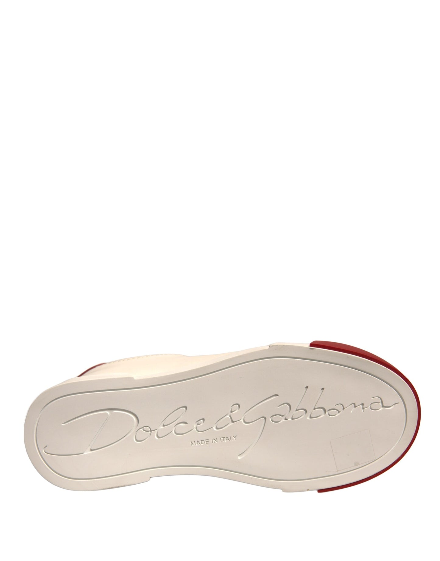 Dolce & Gabbana White Leather Logo Portofino Sneakers