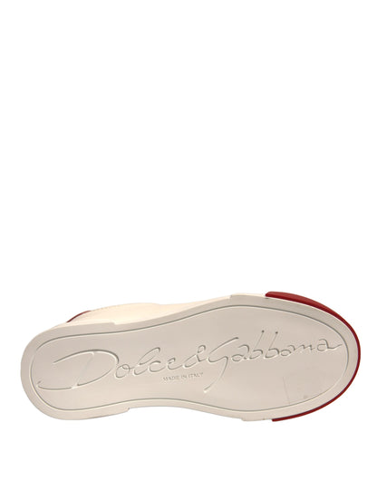 Dolce & Gabbana White Leather Logo Portofino Sneakers