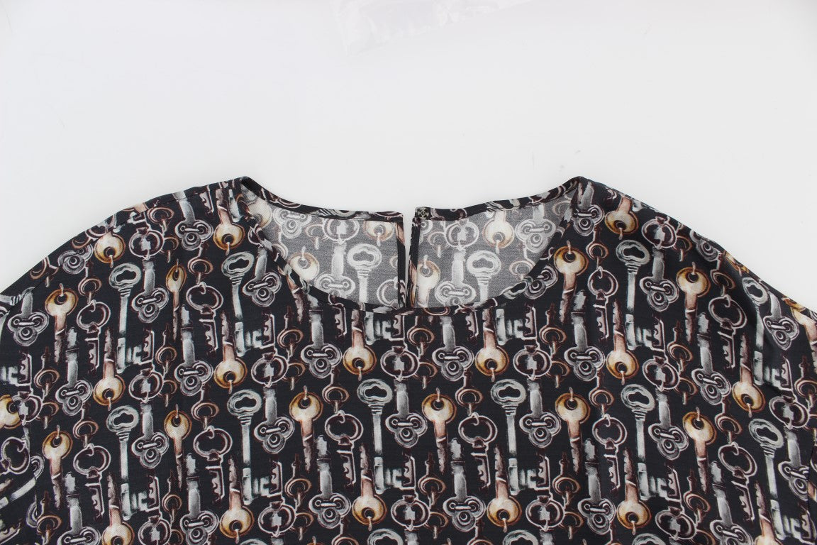  - Enchanted Sicily Silk Blouse with Key Print