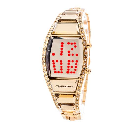 Chronotech Women’s Gold Steel Digital Watch - Sporty Design