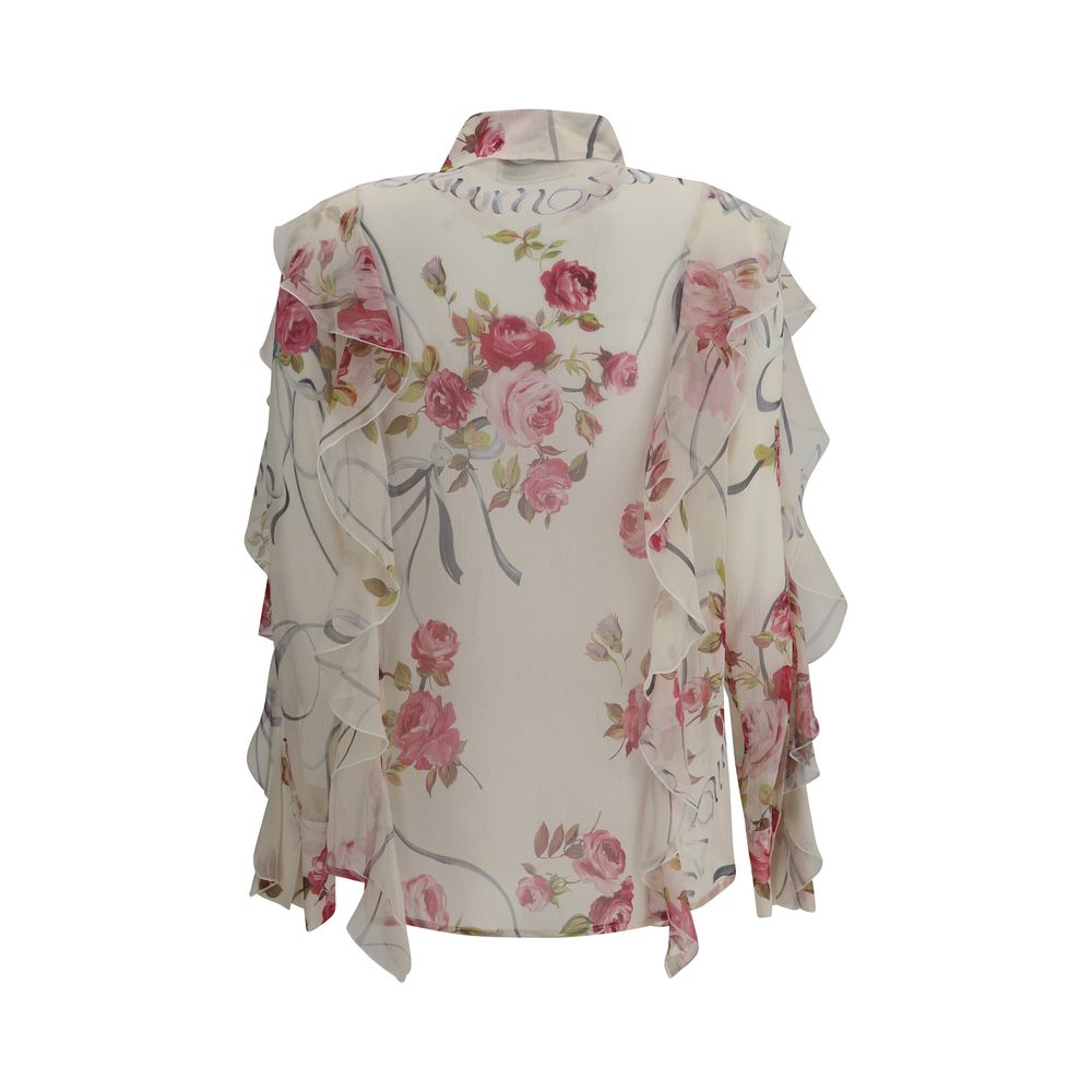 Blumarine Floral Silk Chiffon Shirt