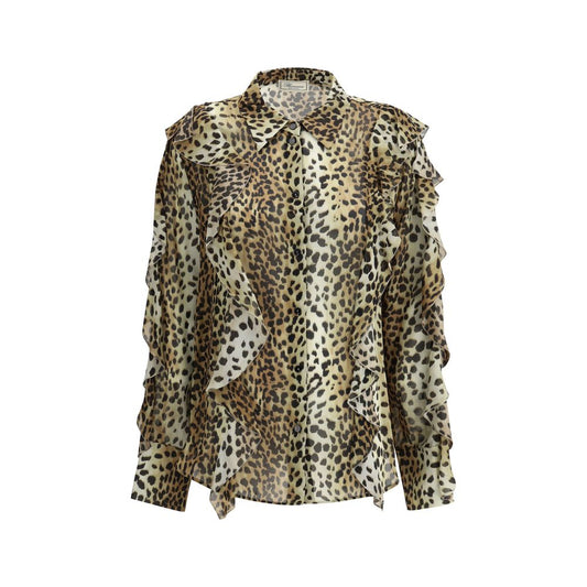 Blumarine Silk Chiffon Leopard Shirt