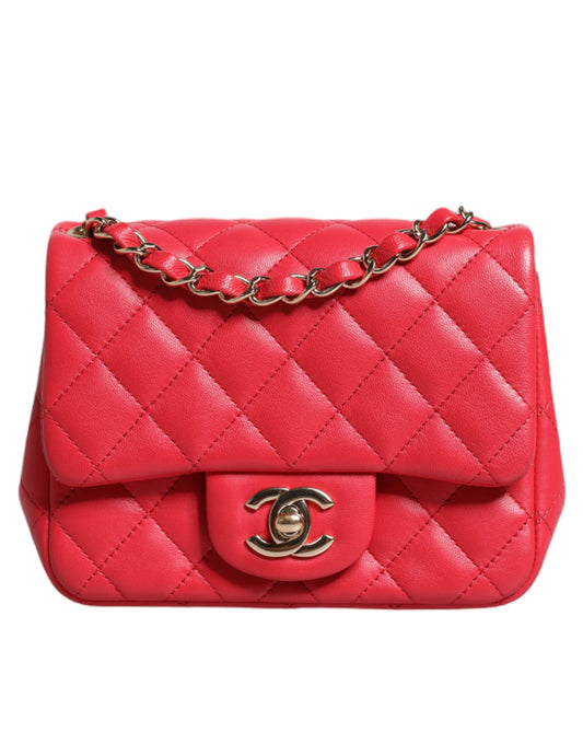 Chanel Mini Pink Matelasse Chain Shoulder Lambskin Purse