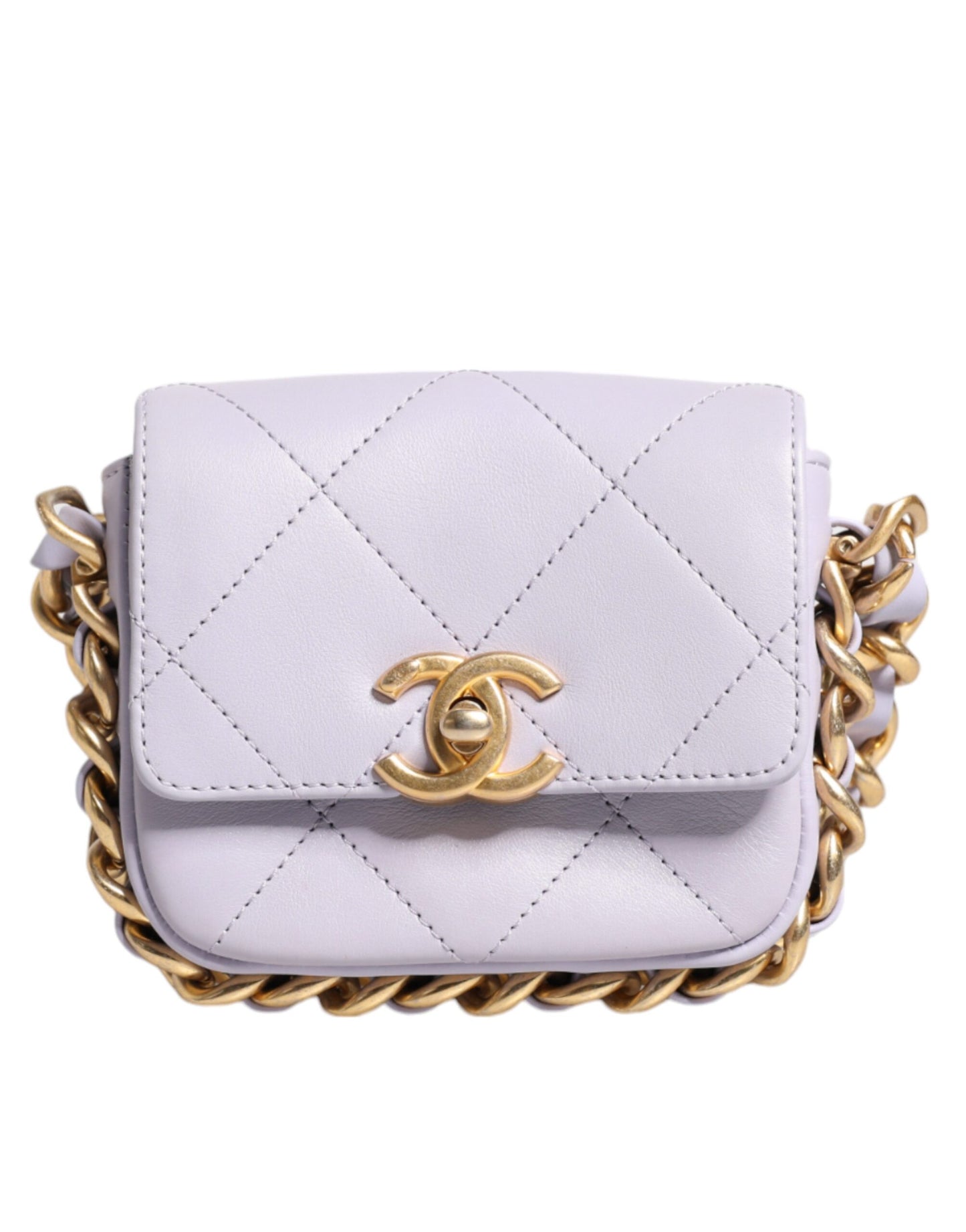 Chanel Light Purple Quilted Calfskin Framing Chain Flap Mini Crossbody Bag