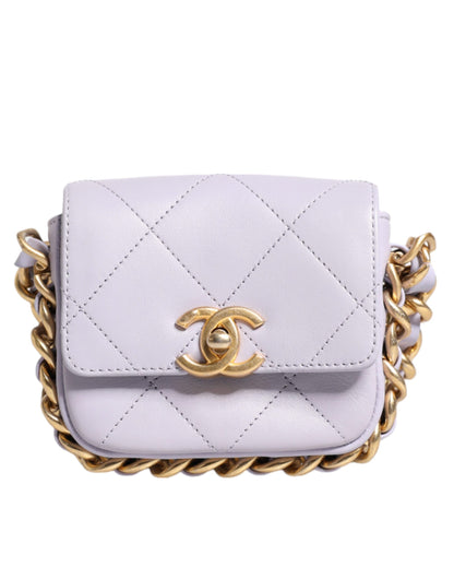 Chanel Light Purple Quilted Calfskin Framing Chain Flap Mini Crossbody Bag