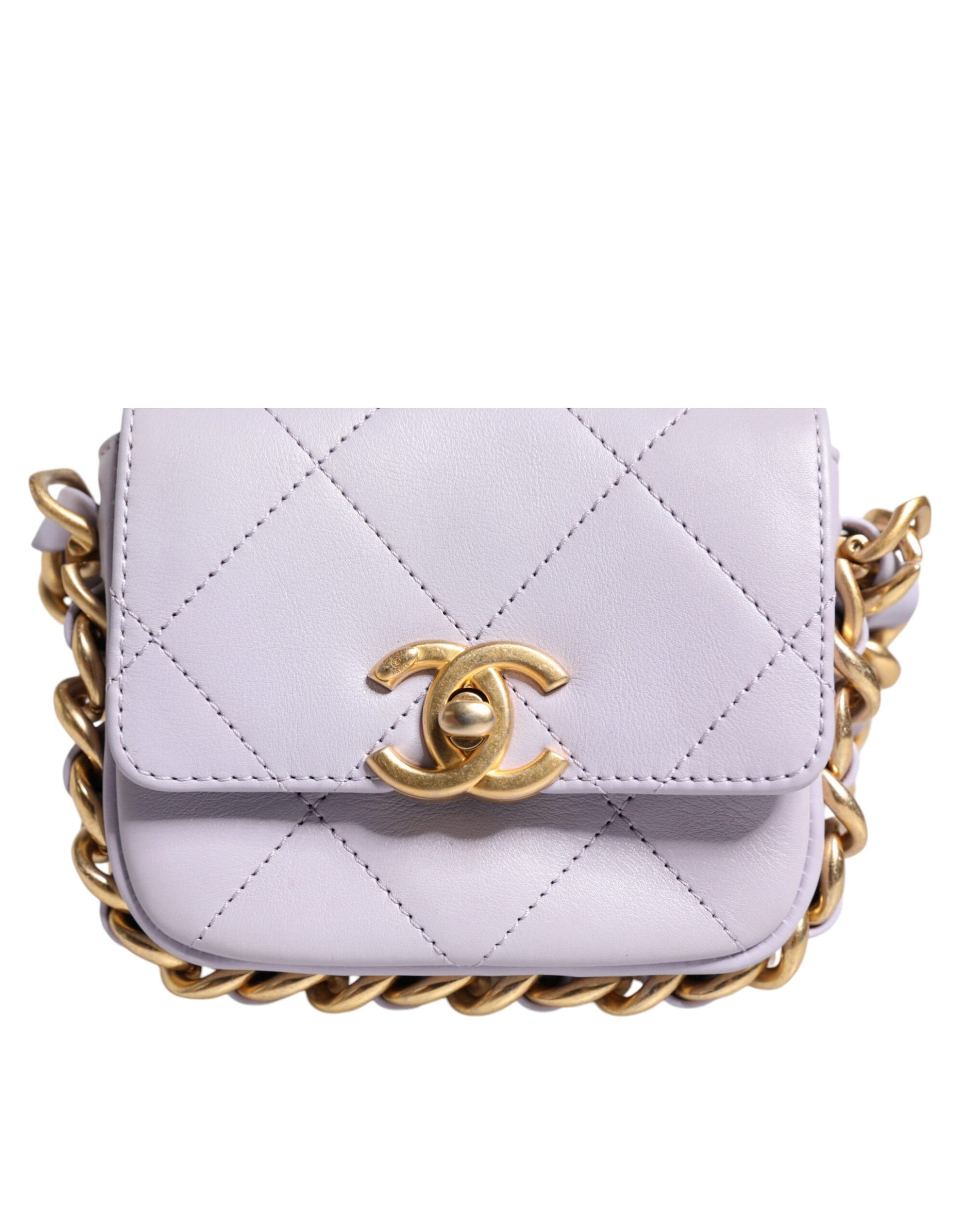 Chanel Light Purple Quilted Calfskin Framing Chain Flap Mini Crossbody Bag