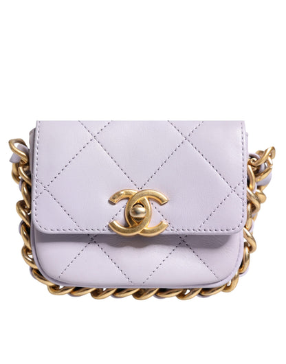 Chanel Light Purple Quilted Calfskin Framing Chain Flap Mini Crossbody Bag