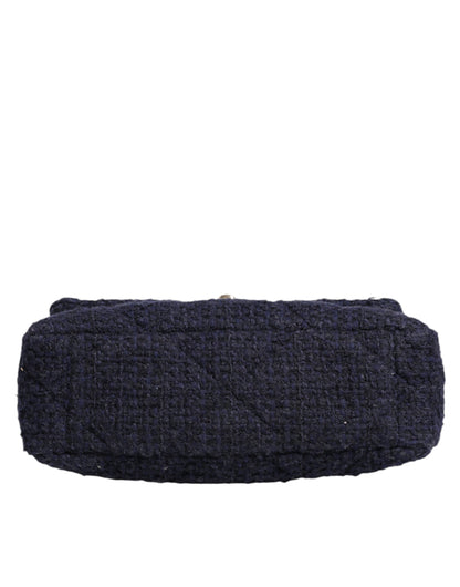 Chanel 19 Medium Flap Bag in Dark Blue Tweed with Gold & Silver Chain – Preowned