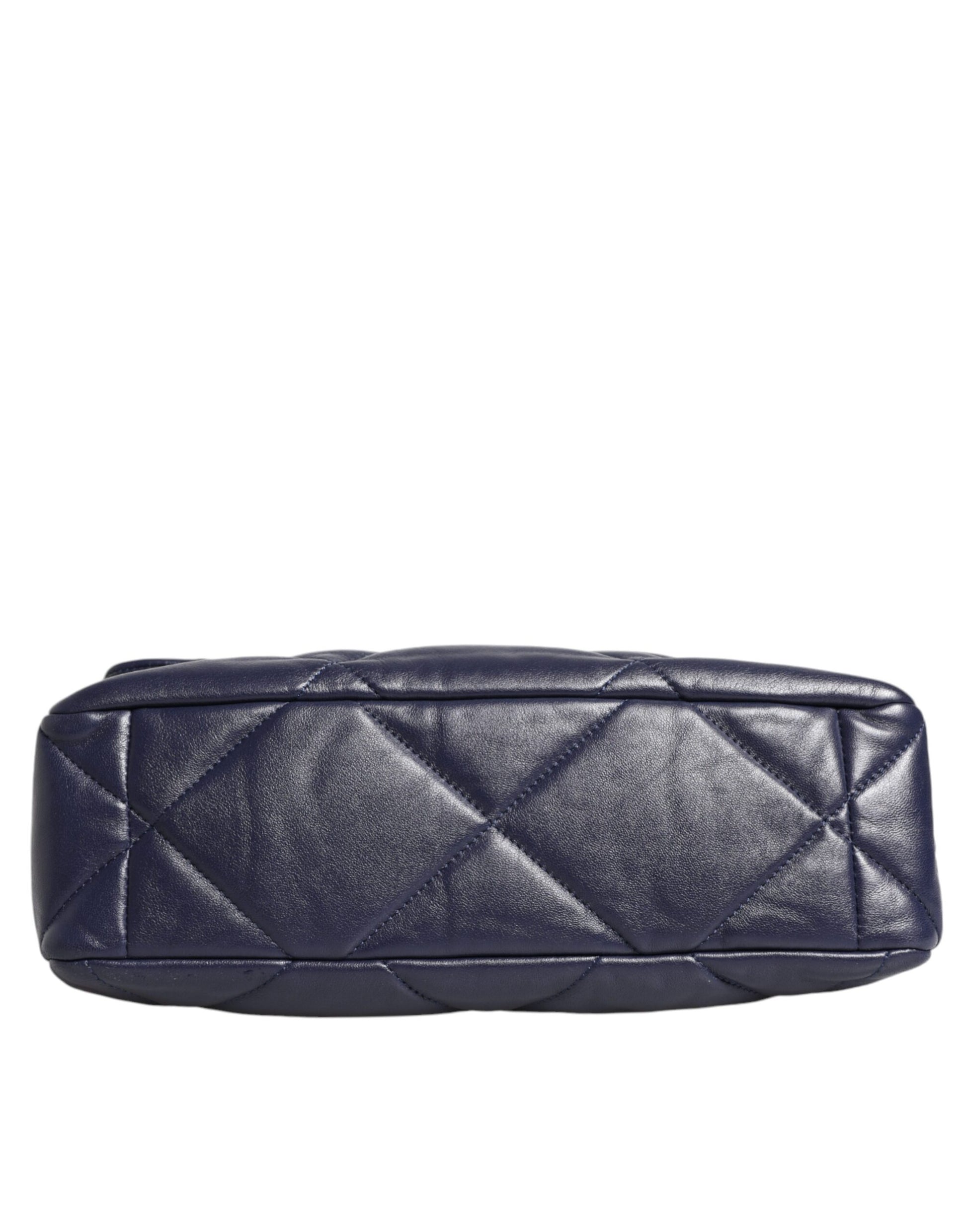 Chanel 19 Large Quilted Lambskin Shoulder Bag – Blue Leather with Gold & Silver Chain