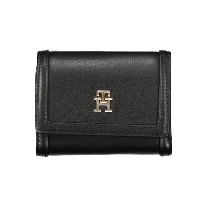 Tommy Hilfiger Women's Black Double-Spaced Wallet with Logo