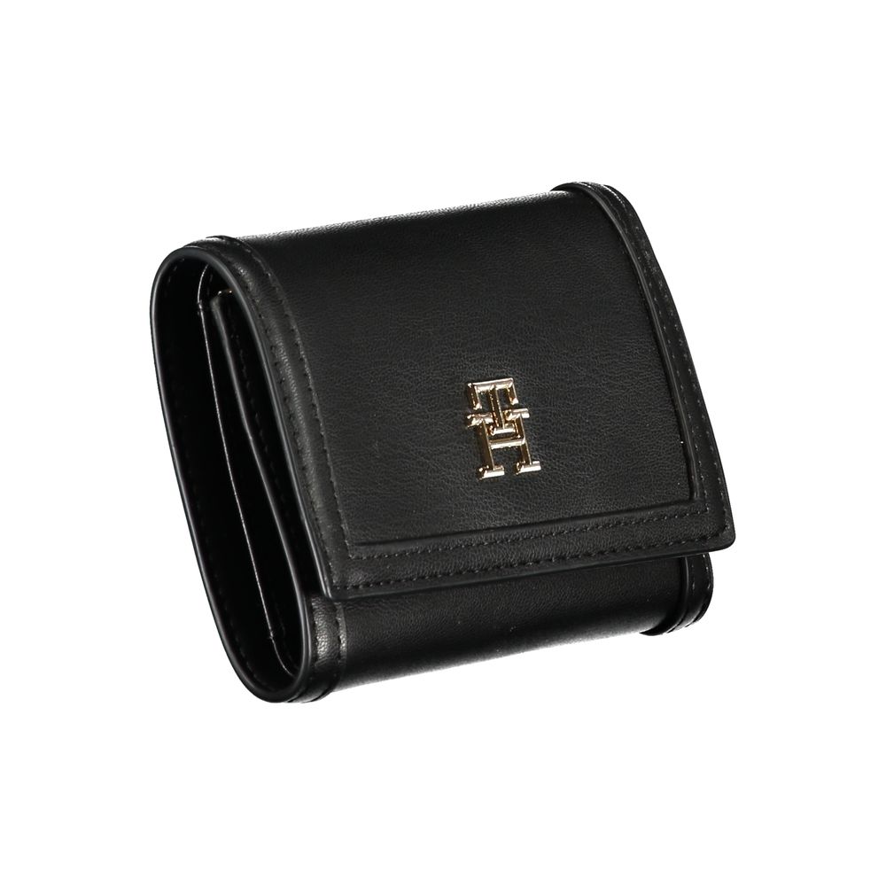 Tommy Hilfiger Women's Black Double-Spaced Wallet with Logo