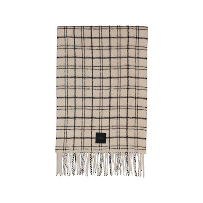 Calvin Klein Beige Wool Checkered Scarf