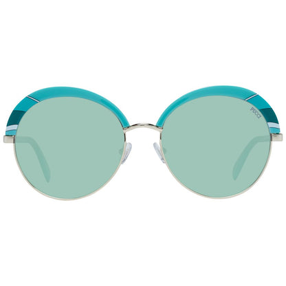 Emilio Pucci Women’s Sunglasses – Turquoise Oval Frame with Green Gradient Lenses, 57mm