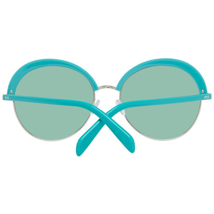 Emilio Pucci Women’s Sunglasses – Turquoise Oval Frame with Green Gradient Lenses, 57mm