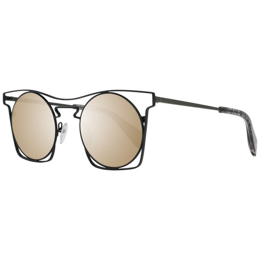 Yohji Yamamoto Men’s Sunglasses – Black Round Metal Frame with Grey Lenses, 49mm